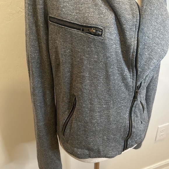CURRENT ELLIOT THE EASY BIKER ZIP SOFT KNIT JACKET HEATHER GREY SIZE 3 (Sz 10) - Picture 6 of 13